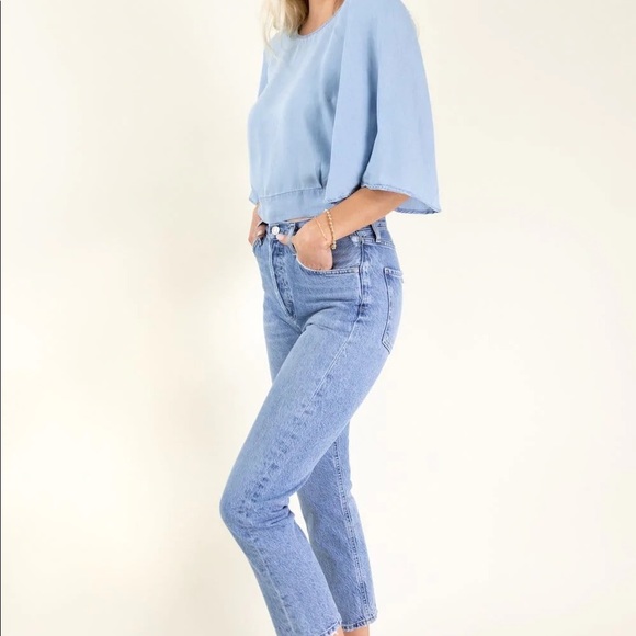 Jack by BB Dakota Chambray The Light Tie Back Blouse size small NWOT - Picture 4 of 11